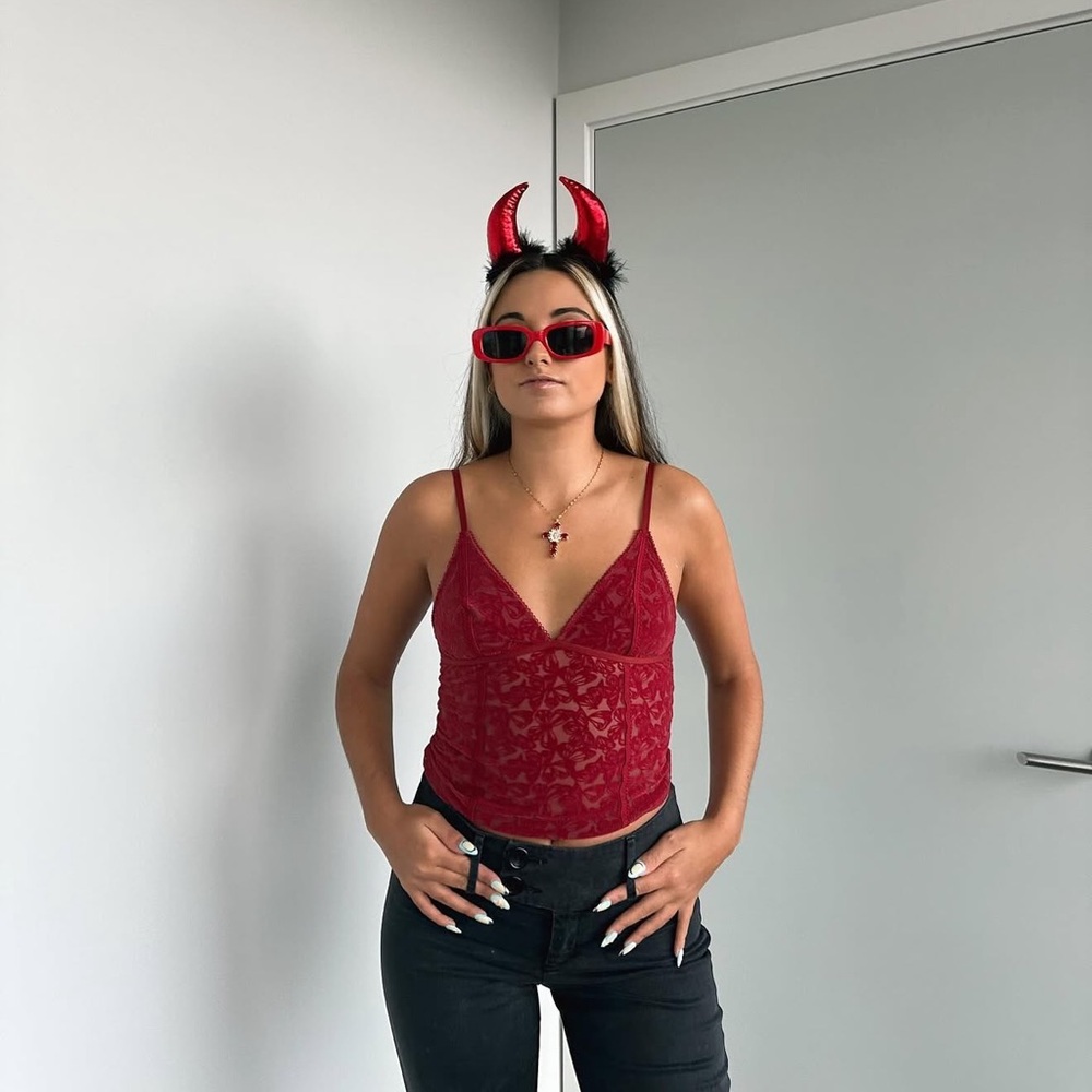 Urban Outfitters Red Lace Crop Top